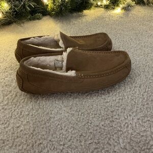 UGG Tan Suede Slippers with Shearling